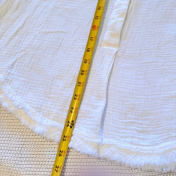 FREE PEOPLE White Cotton Gauze Textured Blouse Boho Top - Picture 12 of 12